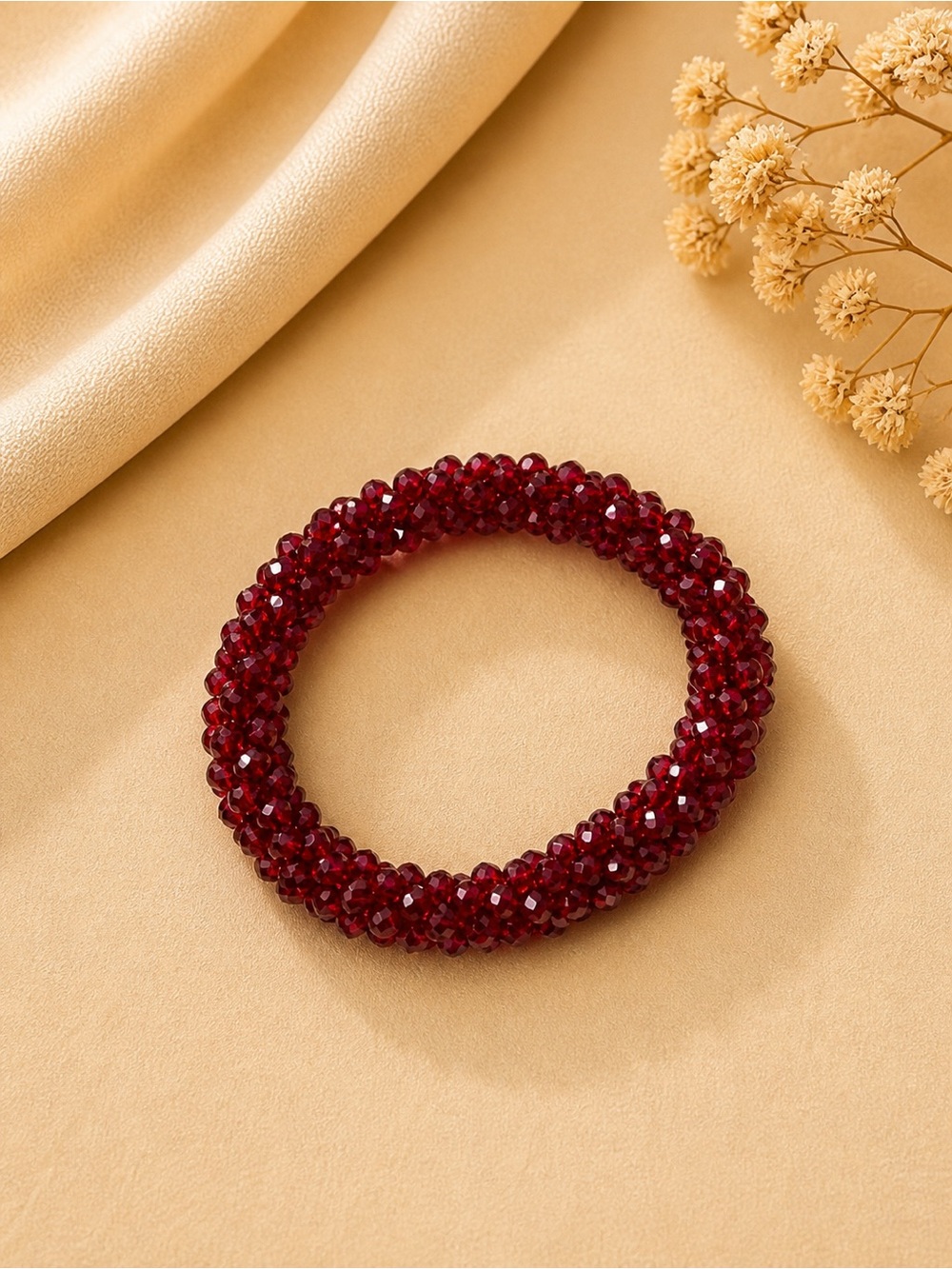 Red Crystal Stretch Bracelet - Brand